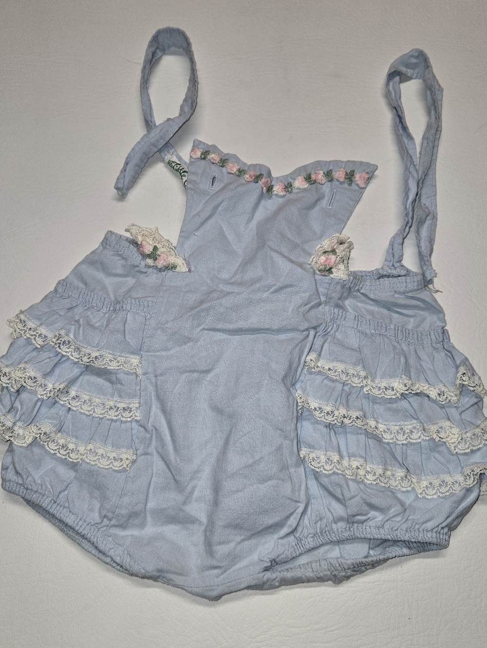 Little Craft Vintage Baby Out fit Blue with flower details blue see description
